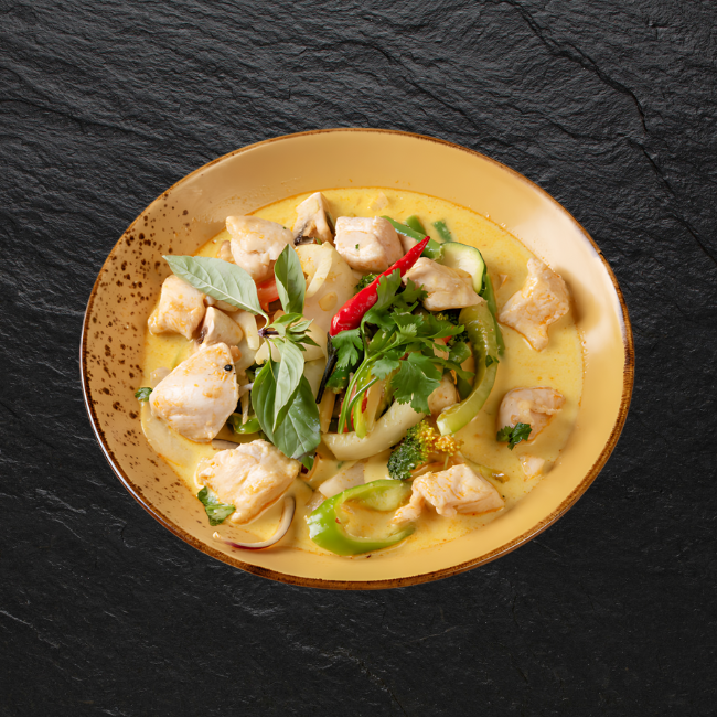 Kokosnuss-Suppe mit Hühnerfleisch (scharf)